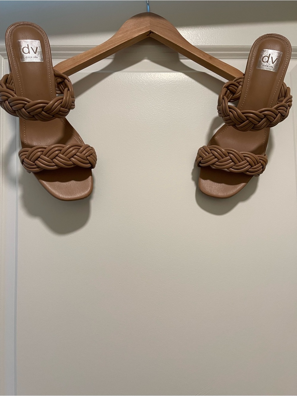 DV by Dolce Vita Braided Double-Strap Slide Sandals in Cognac